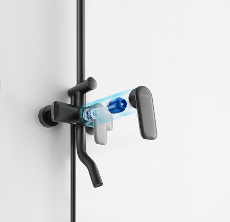 Душевая система с изливом Arrow AG3311BC черный